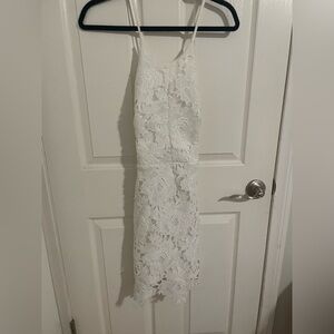 HYFVE White bachlorette bridal shower wedding Lace Midi Dress